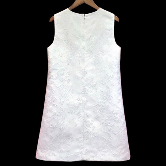 White Brocade Graphic Cat Design Dress - Picture 2 of 11